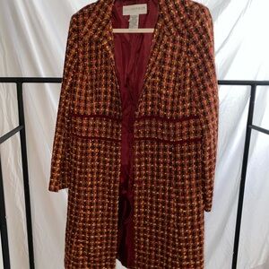Sag Harbor Red and Brown Blazer with Notched Lapels